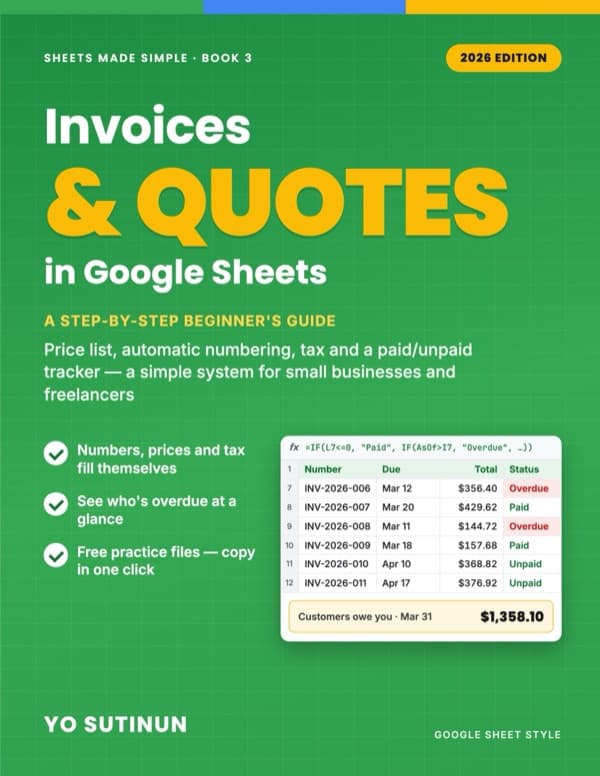 Invoices & Quotes in Google Sheets — book cover
