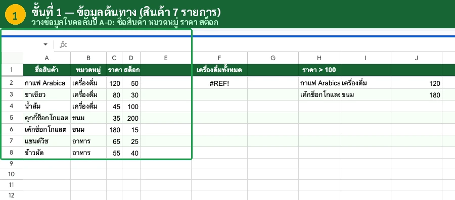 ตัวอย่าง FILTER ในงานจริง