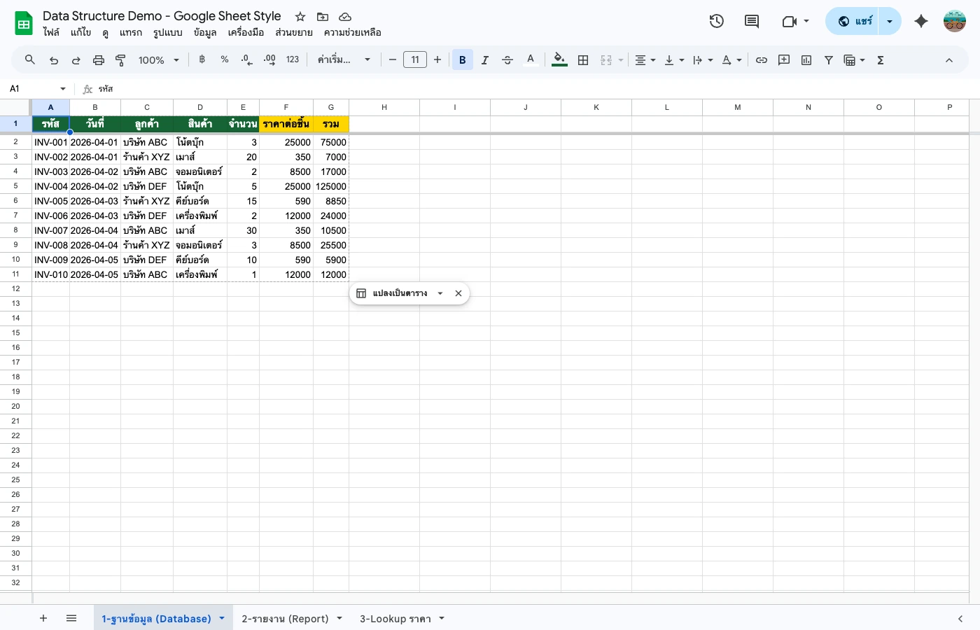 google-sheet-data-structure tab 1