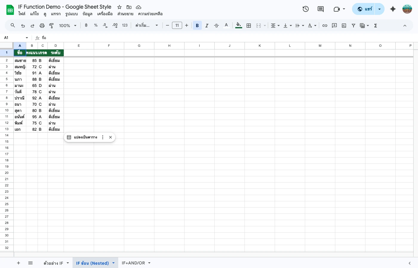 google-sheet-if-function tab 2