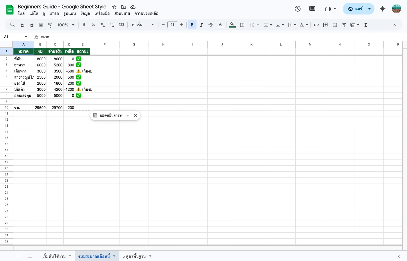 google-sheets-beginners-guide tab 2