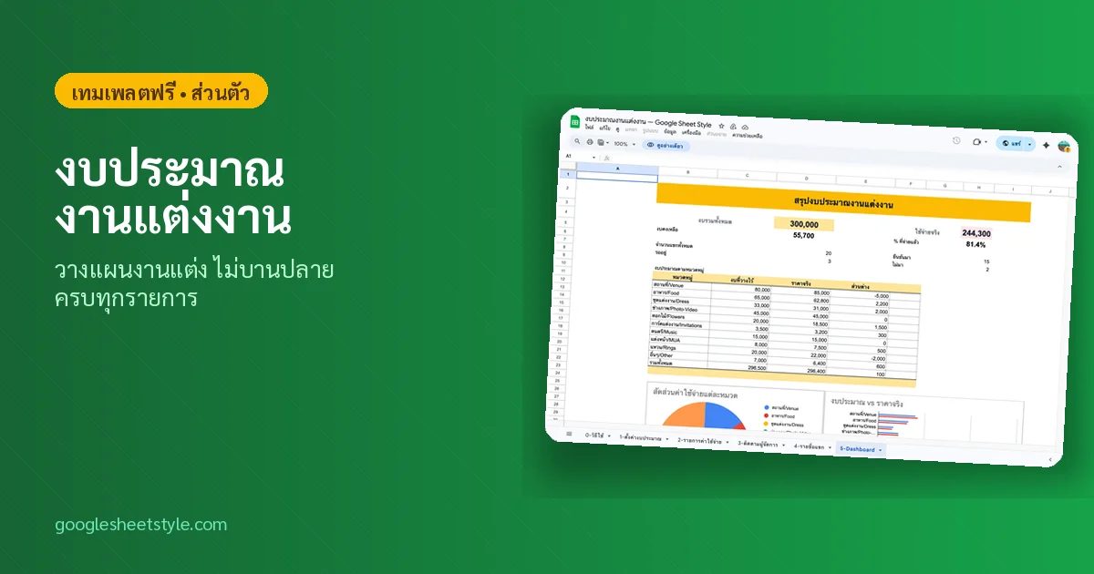 Wedding Budget Google Sheets — จัดงานแต่งไม่เกินงบ
